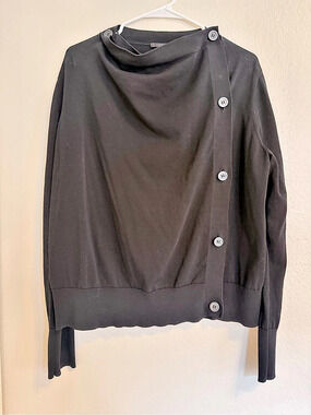 COS Draped Button Cardigan in Black Size Medium